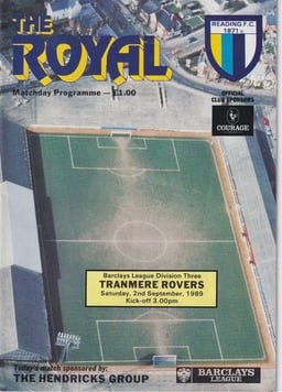 Reading v Tranmere Rovers Match Programme 1989-09-02